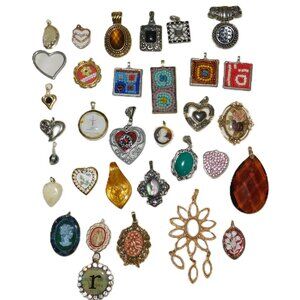 Large Lot Of Pendants For Your Necklace Beaded, Glass, Hearts & More